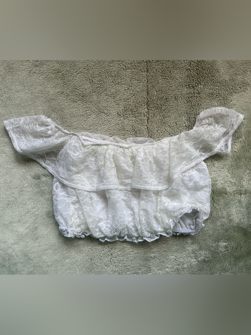 Garage White Lace Off-Shoulder Crop Top